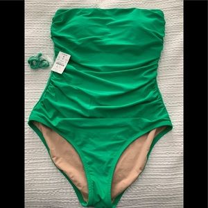 J Crew  green bandeau one piece swimsuit